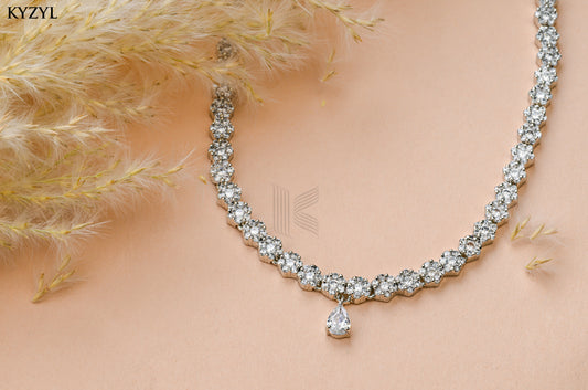 Cluster Teardrop Necklace - A Symphony of Shimmering Dewdrops