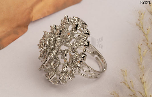 Diamond Dust Gala – Silver Radiance Cocktail Ring