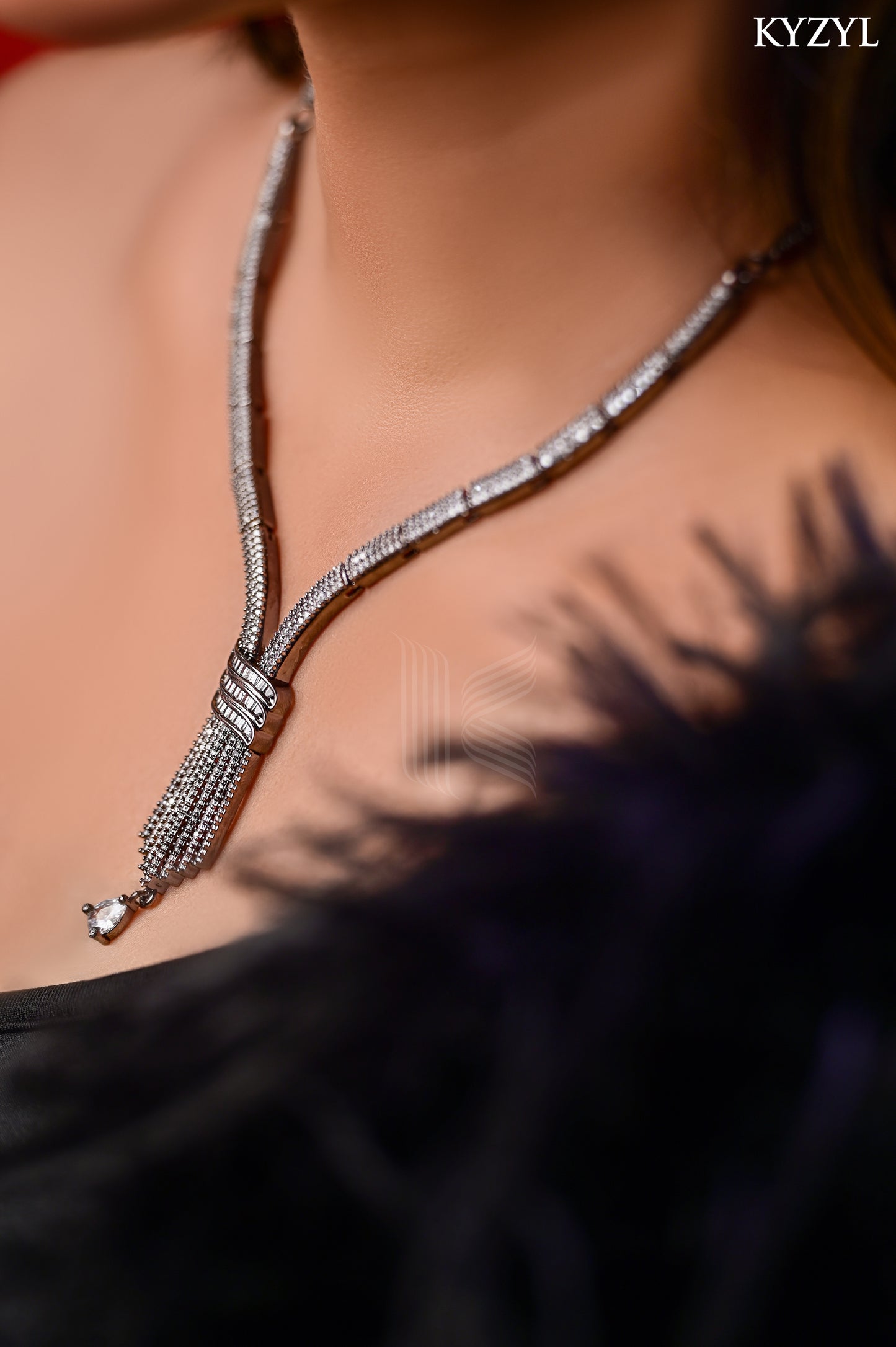 Pave Knot Tie Necklace - Adjustable Shimmering Lariat