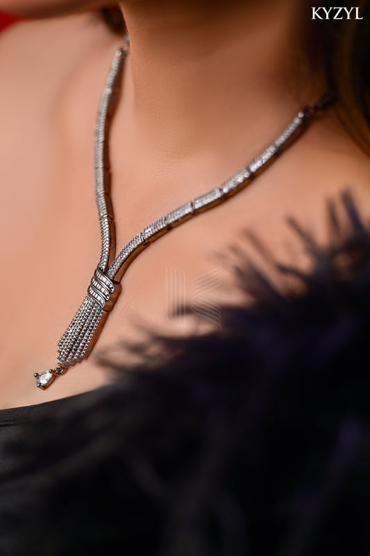 Pave Knot Tie Necklace - Adjustable Shimmering Lariat