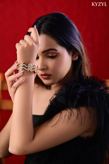 Midas Wave Cuff - A Sculptural Golden Masterpiece