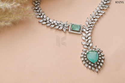 The Empress Garland Necklace - Handcrafted Mint Green Floral Masterpiece