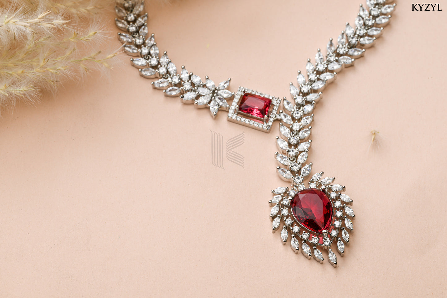 The Empress Garland Necklace - Handcrafted Red Vine Floral Masterpiece