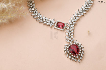 The Empress Garland Necklace - Handcrafted Red Vine Floral Masterpiece