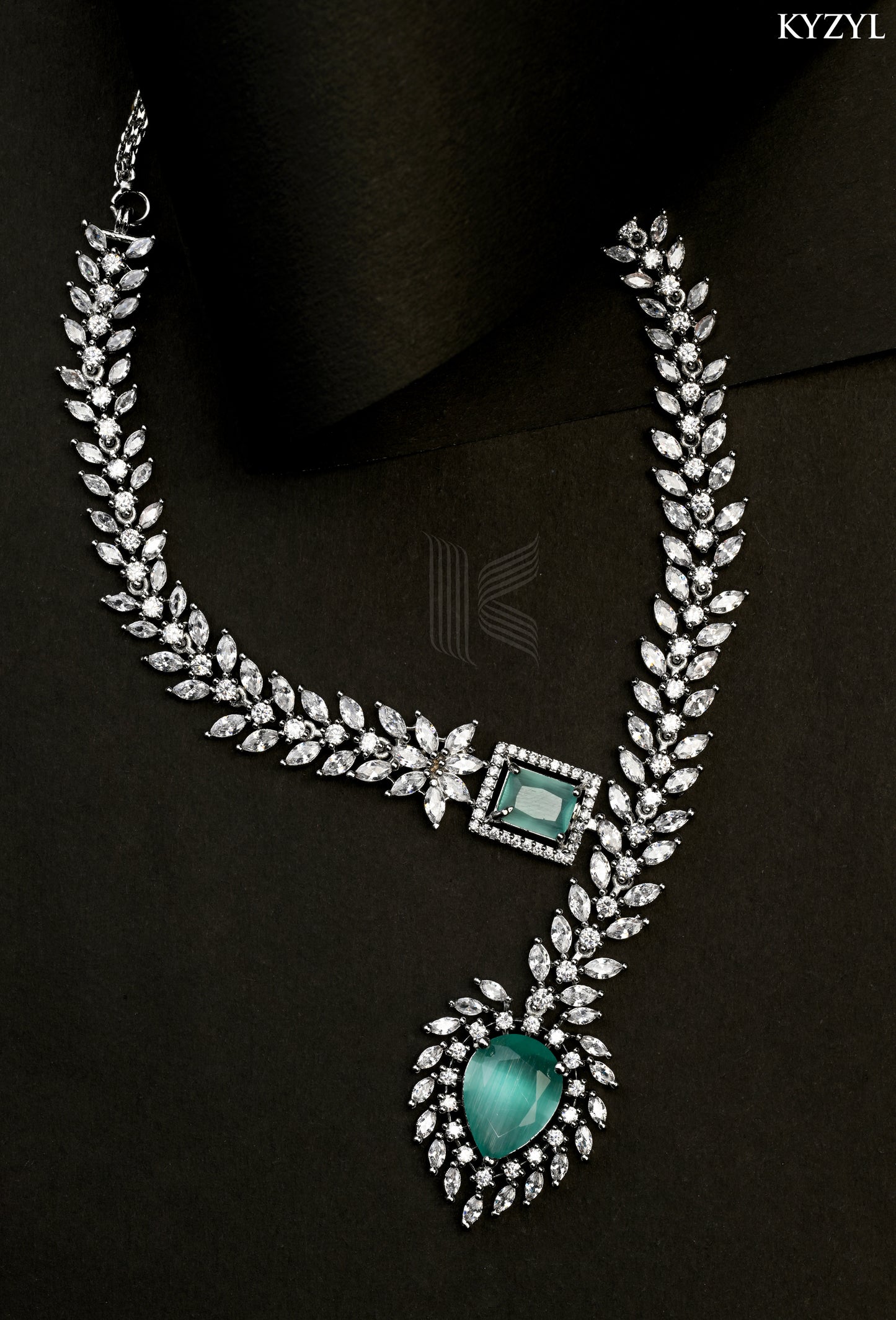 The Empress Garland Necklace - Handcrafted Mint Green Floral Masterpiece