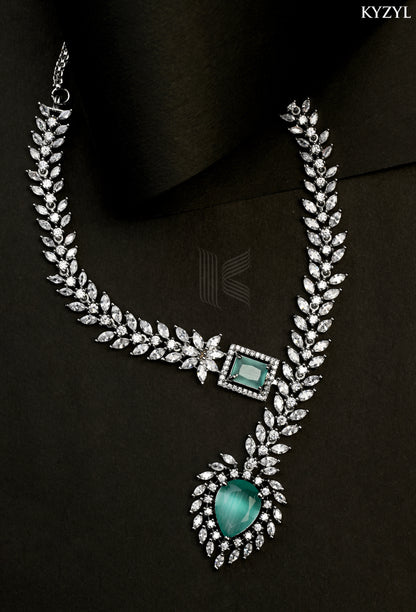 The Empress Garland Necklace - Handcrafted Mint Green Floral Masterpiece