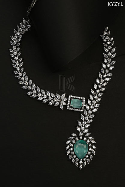 The Empress Garland Necklace - Handcrafted Mint Green Floral Masterpiece
