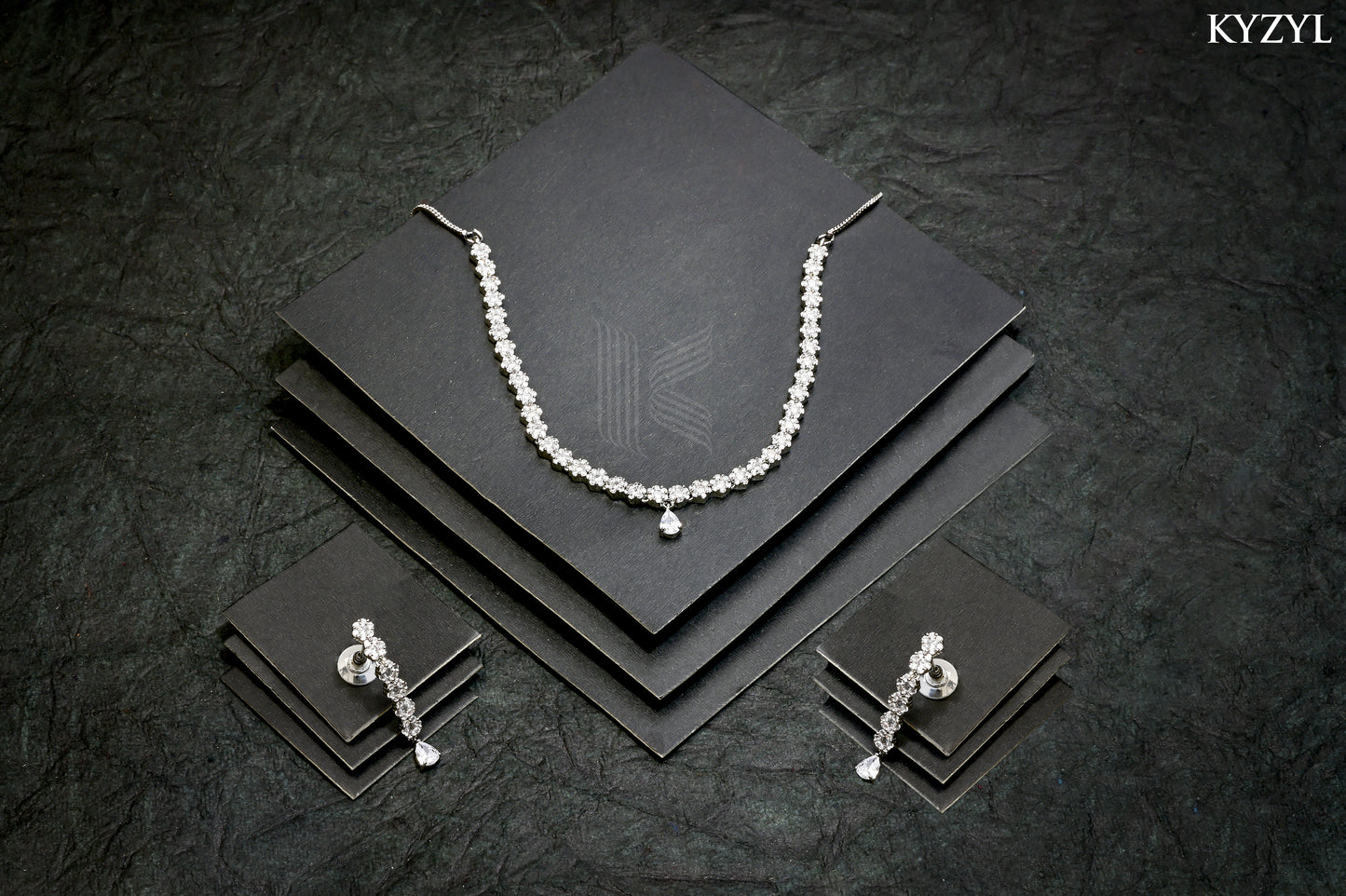 Cluster Teardrop Necklace - A Symphony of Shimmering Dewdrops