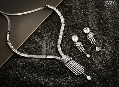 Pave Knot Tie Necklace - Adjustable Shimmering Lariat