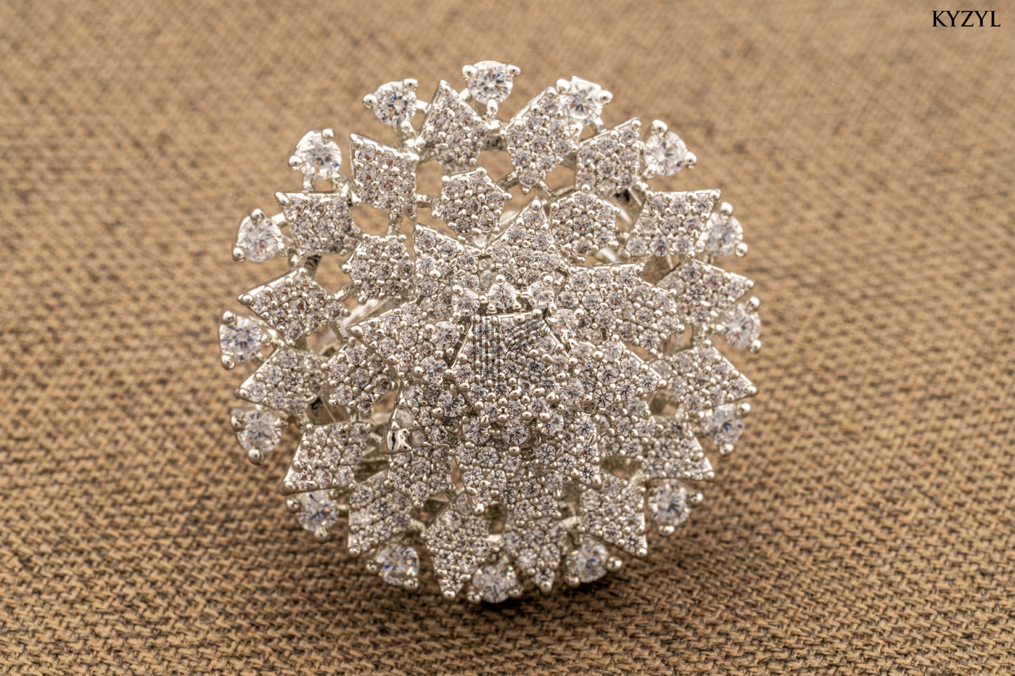 Diamond Dust Gala – Silver Radiance Cocktail Ring