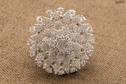 Diamond Dust Gala – Silver Radiance Cocktail Ring