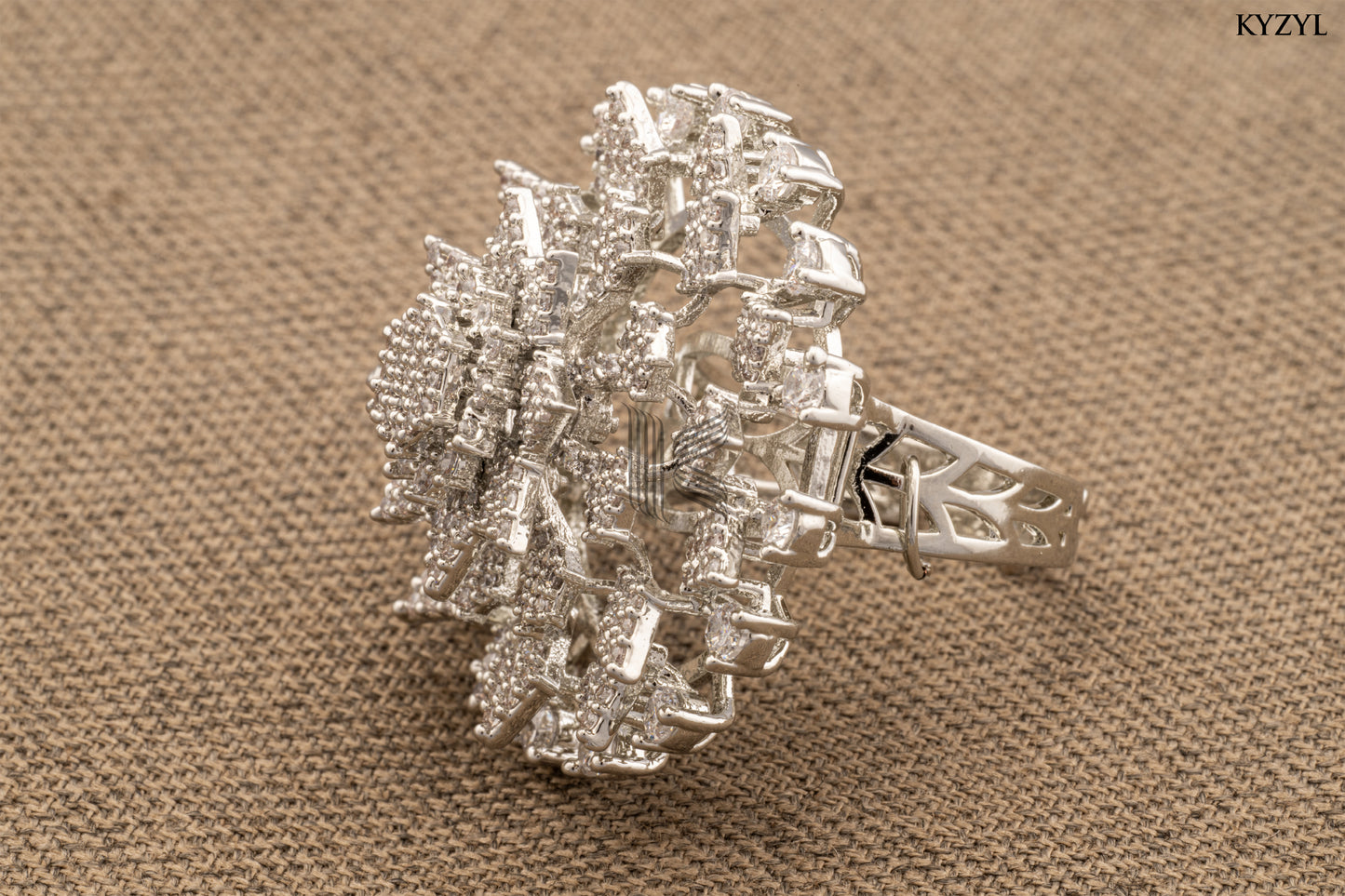 Diamond Dust Gala – Silver Radiance Cocktail Ring