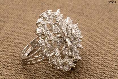 Diamond Dust Gala – Silver Radiance Cocktail Ring