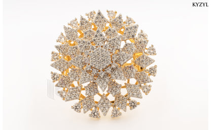 Diamond Dust Gala – Golden Radiance Cocktail Ring