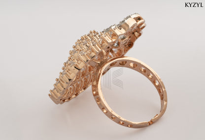 Diamond Dust Gala – Golden Radiance Cocktail Ring