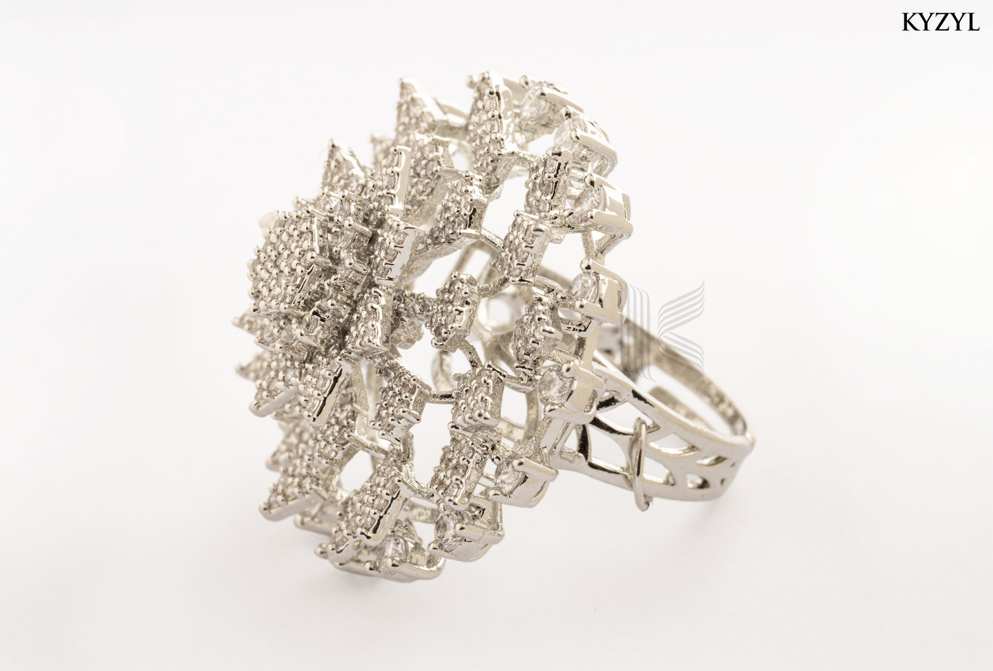 Diamond Dust Gala – Silver Radiance Cocktail Ring
