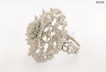 Diamond Dust Gala – Silver Radiance Cocktail Ring