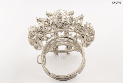 Diamond Dust Gala – Silver Radiance Cocktail Ring