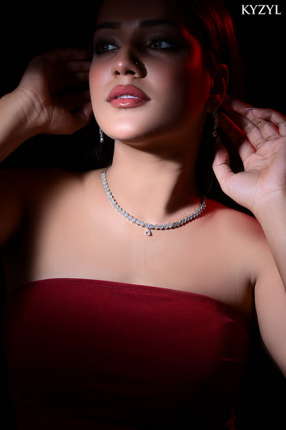 Cluster Teardrop Necklace - A Symphony of Shimmering Dewdrops