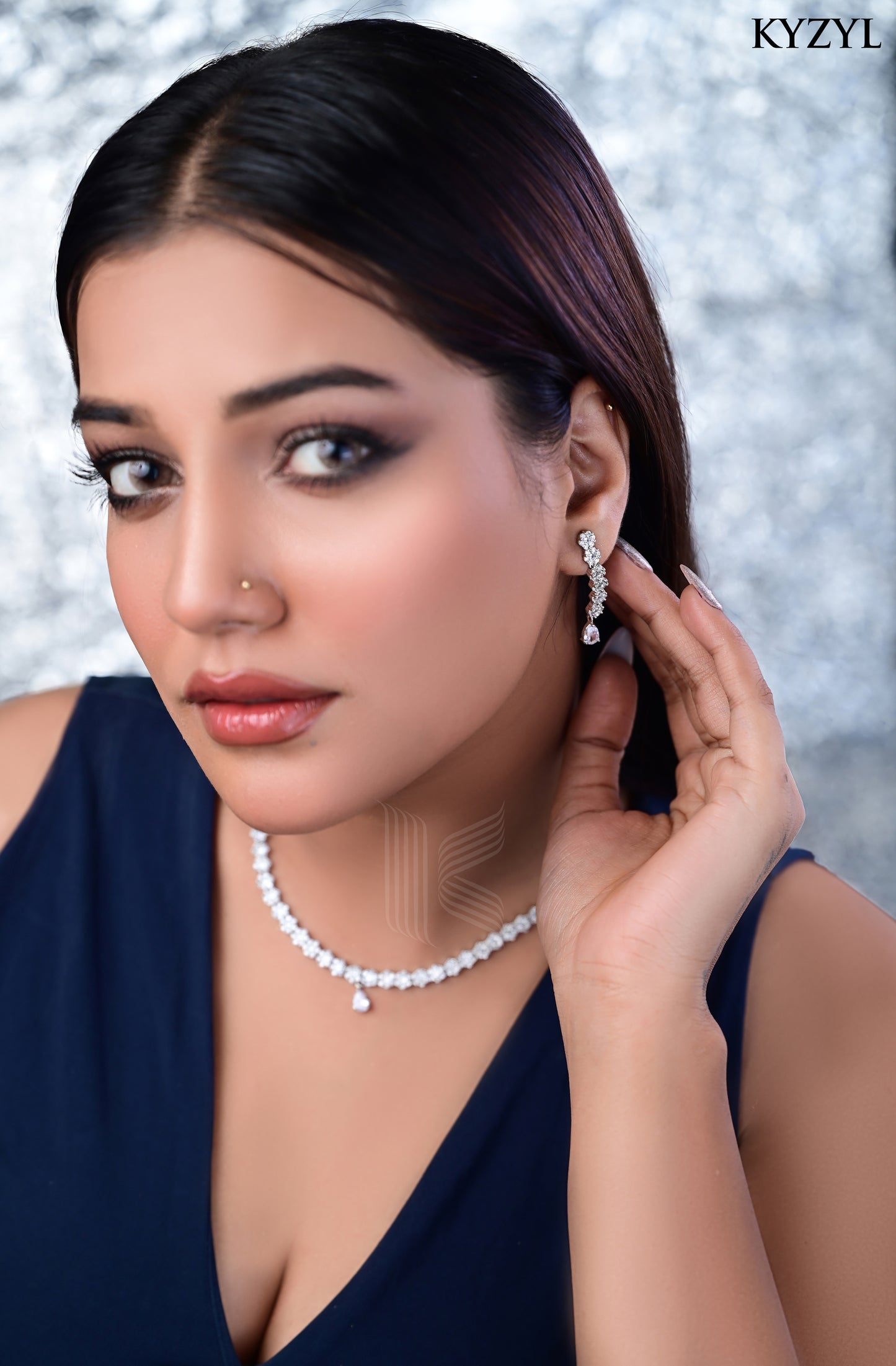 Cluster Teardrop Necklace - A Symphony of Shimmering Dewdrops