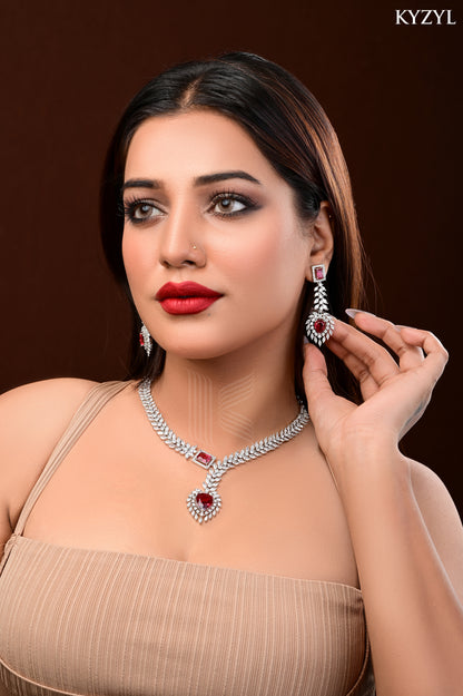 The Empress Garland Necklace - Handcrafted Red Vine Floral Masterpiece