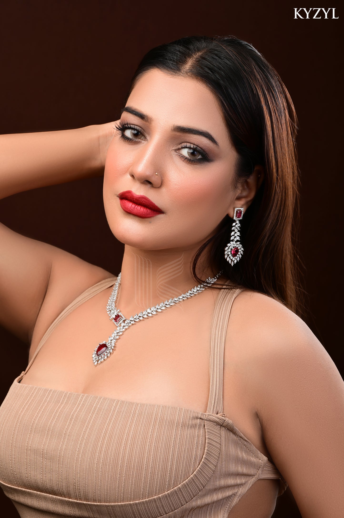 The Empress Garland Necklace - Handcrafted Red Vine Floral Masterpiece