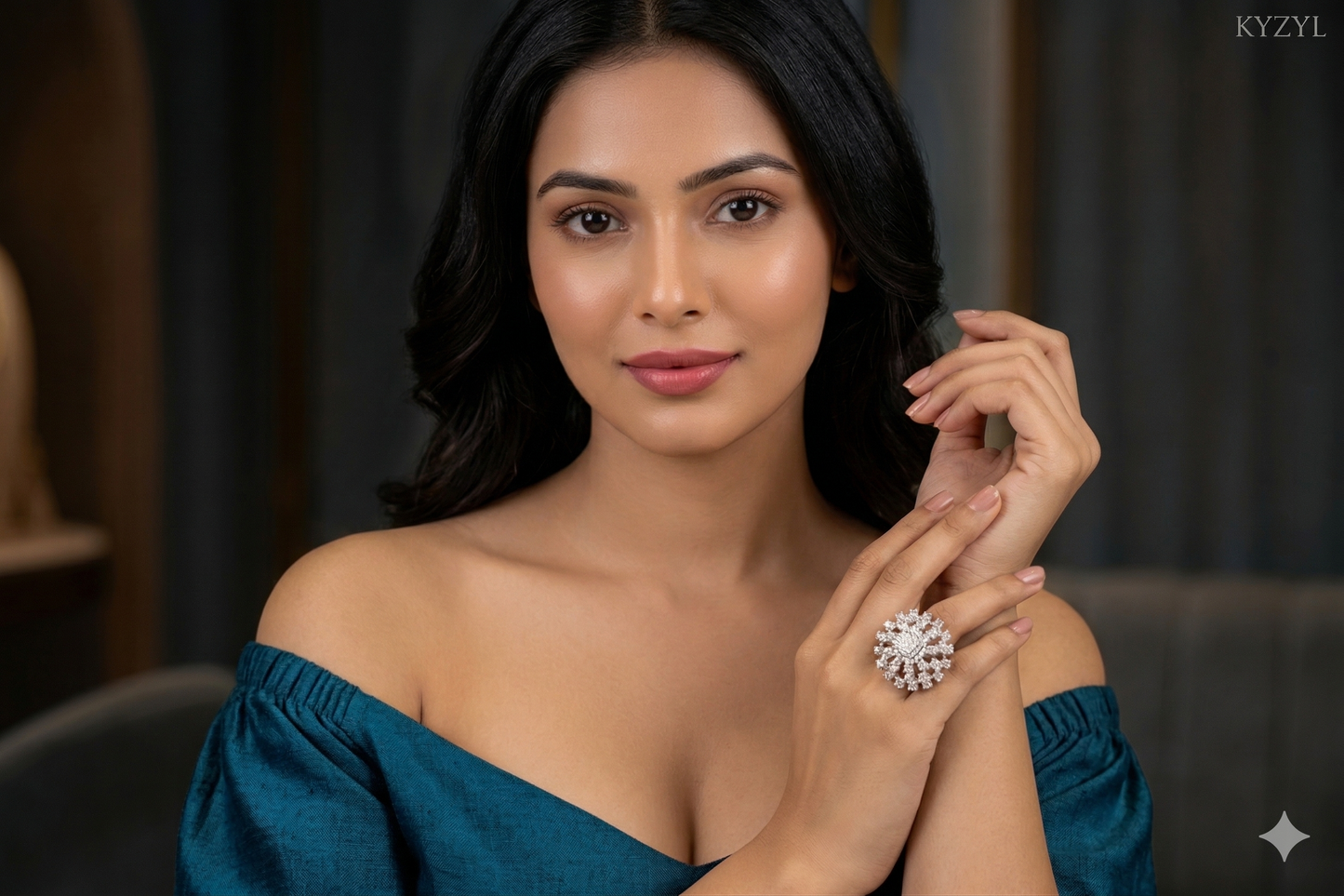 Diamond Dust Gala – Silver Radiance Cocktail Ring